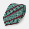View 1 of product Forest Green and Red Medallion Bar Printed Silk Tie OS