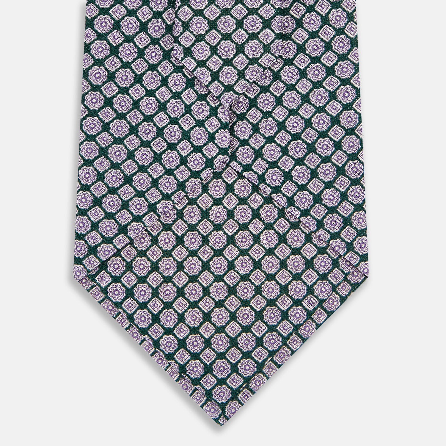 View 3 of product Purple and Forest Green Rosette Medallion Printed Slik Tie OS
