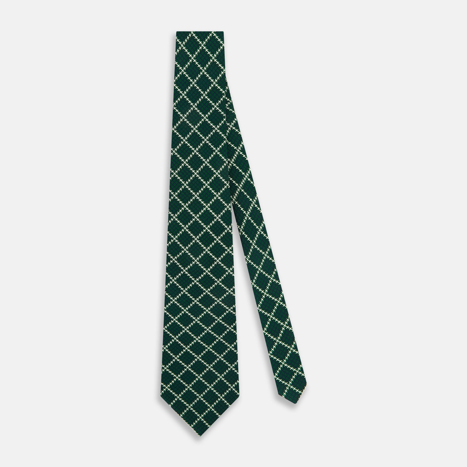 View 2 of product Forest Green Houndstooth Check Printed Silk Tie OS