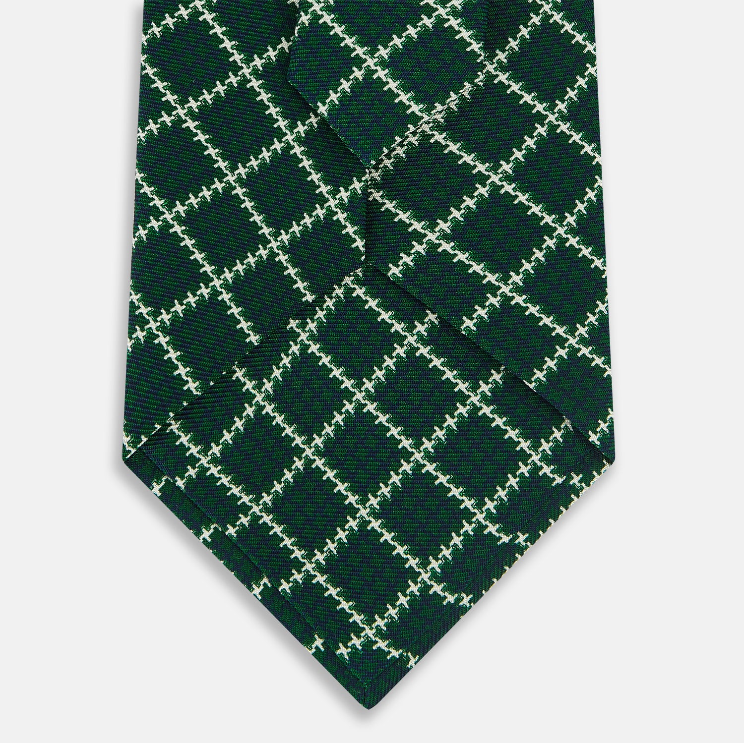View 3 of product Forest Green Houndstooth Check Printed Silk Tie OS