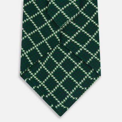 Forest Green Houndstooth Check Printed Silk Tie Image 2