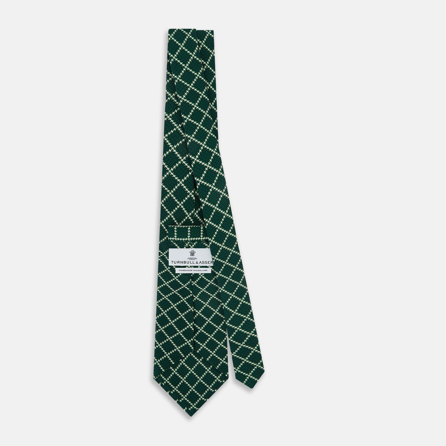 View 4 of product Forest Green Houndstooth Check Printed Silk Tie OS