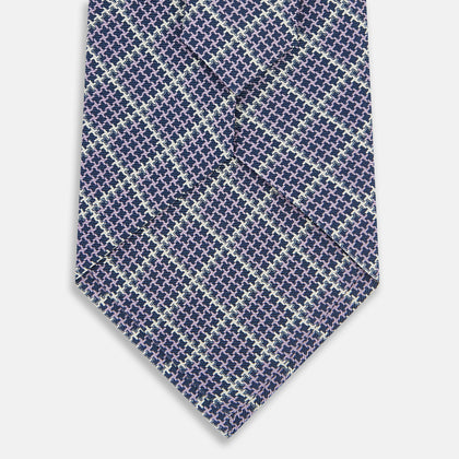 Lilac Houndstooth Check Printed Silk Tie Image 2