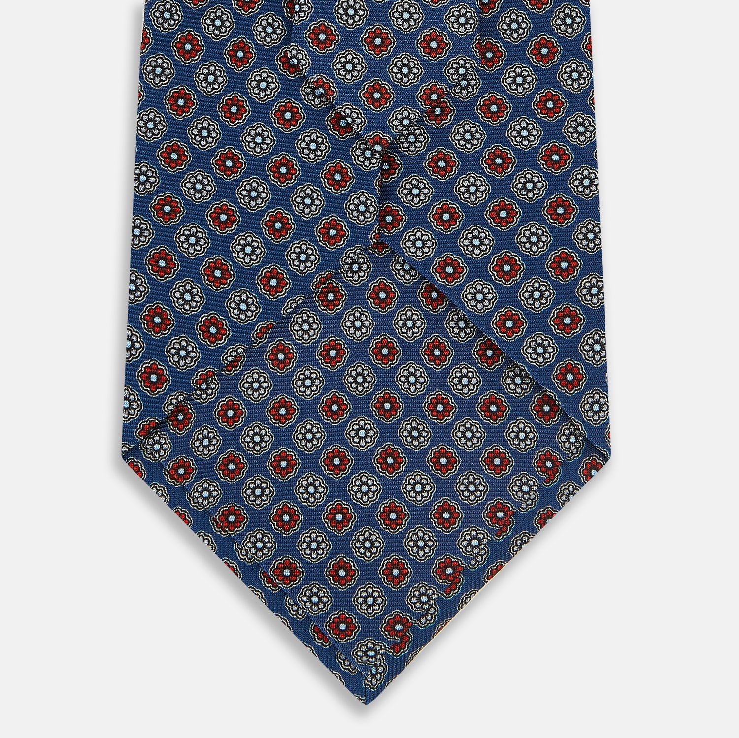 View 3 of product Azzurro Contrasting Rosette Medallion Printed Silk Tie OS