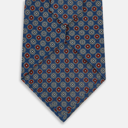 Azzurro Contrasting Rosette Medallion Printed Silk Tie Image 2