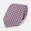 View 1 of product Red and Blue Abstract Quatrefoil Foulard Printed Silk Tie OS