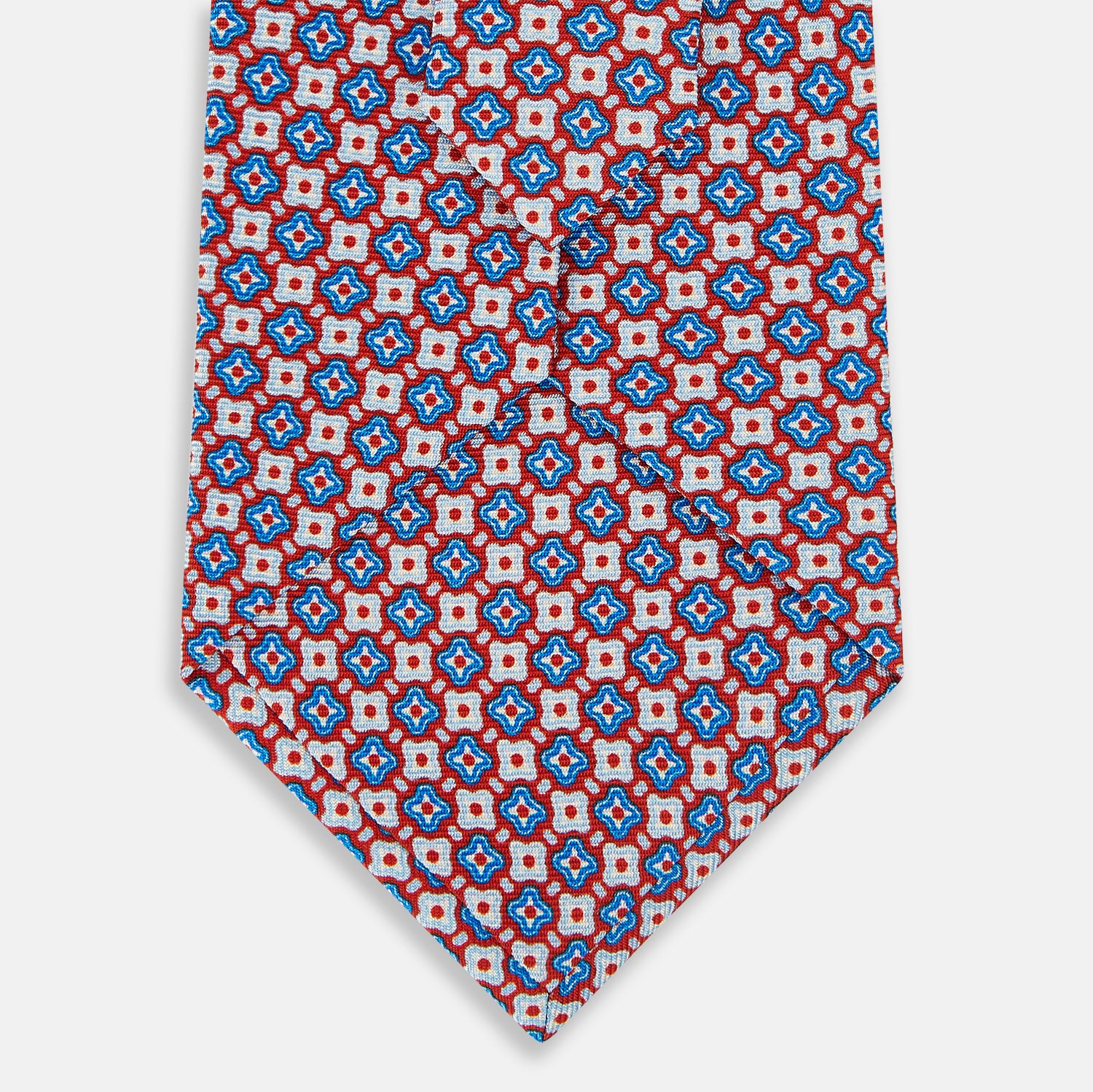 View 3 of product Red and Blue Abstract Quatrefoil Foulard Printed Silk Tie OS