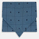 The Blue and Navy Concentric Square Printed Silk Cravat from Turnbull & Asser UK features a geometric blue and white design on a dark background, creating an optical illusion—an elegant wedding accessory.