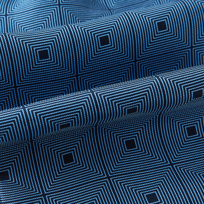 Blue and Navy Concentric Square Printed Silk Cravat Image 3