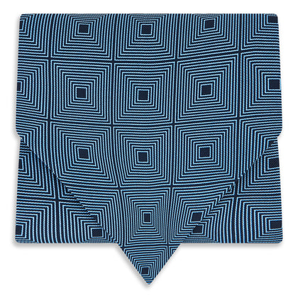 Blue and Navy Concentric Square Printed Silk Cravat Image 4