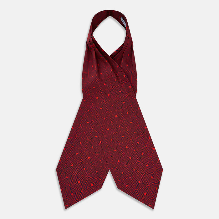Tulip Red Concentric Diamond Printed Silk Cravat Image 1