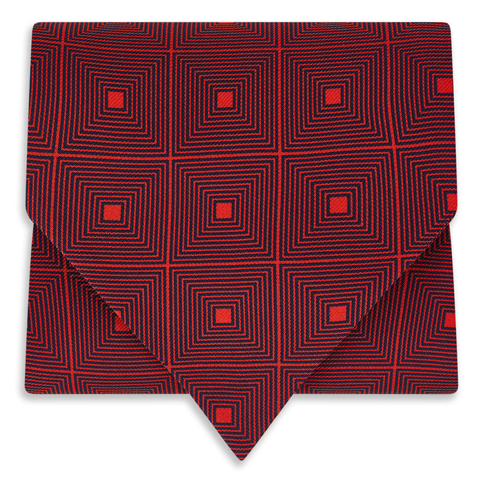 Tulip Red Concentric Diamond Printed Silk Cravat Image 4