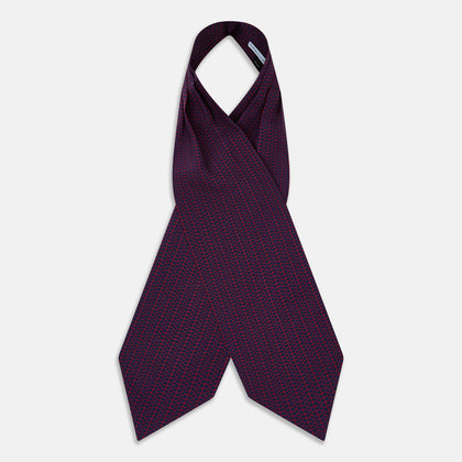 Burgundy Micro-Dot Bar Printed Silk Cravat Image 1