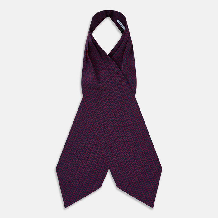 Burgundy Micro-Dot Bar Printed Silk Cravat Image 1
