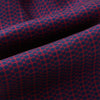 View 4 of product The Burgundy Micro-Dot Bar Printed Silk Cravat by Turnbull & Asser UK features a British style with a navy background, vertical red dots, and diagonal burgundy and navy stripes.