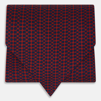 Red Micro-Dot Bar Printed Silk Cravat