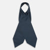 View 2 of product A folded Geometric Navy Quatrefoil Motif Ascot Tie in Silk, featuring a navy ground with a white grid pattern and small quatrefoil motifs in each square.