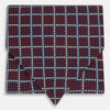View 1 of product Turnbull & Asser UK Houndstooth Red Ascot Tie in Silk, featuring a folded design in red and navy houndstooth with a white grid overcheck.