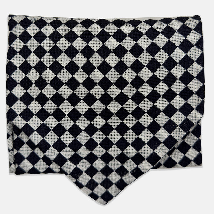 TIES ASCOTS SILK CHECK/STRIPE PRINTED NVY/WHT Image 3