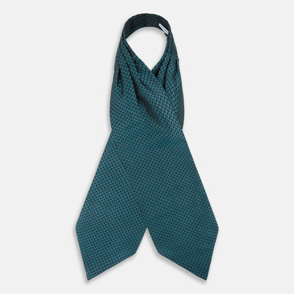 Turquoise Geometric Silk Cravat Image 1