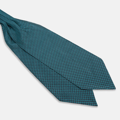Turquoise Geometric Silk Cravat Image 2