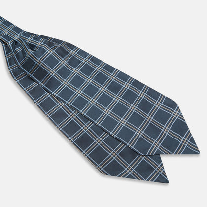 Navy Triple Check Silk Cravat Image 2