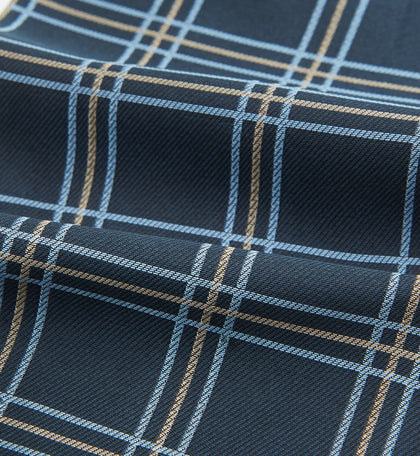 Navy Triple Check Silk Cravat Image 3