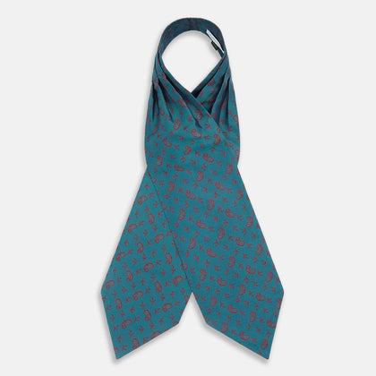 Teal Paisley Silk Cravat Image 1