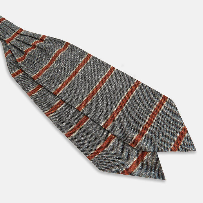 Red Block Stripe Silk Cravat Image 2