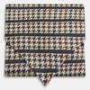 View 1 of product A folded pocket square with a houndstooth pattern in cream, brown, olive green, and burgundy with navy stripes—ideal for pairing with the Turnbull & Asser Brown Houndstooth Silk Cravat.