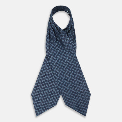 Navy Grid Silk Cravat Image 1
