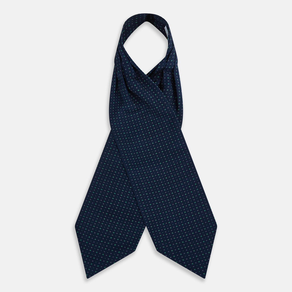 TIES ASCOTS CIRCLES DOTS PRNTED SILK SUPER DRK NVY OS
