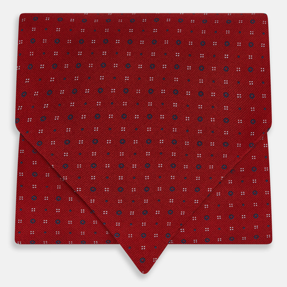 TIES ASCOTS CIRCLES DOTS PRNTED SILK RED OS