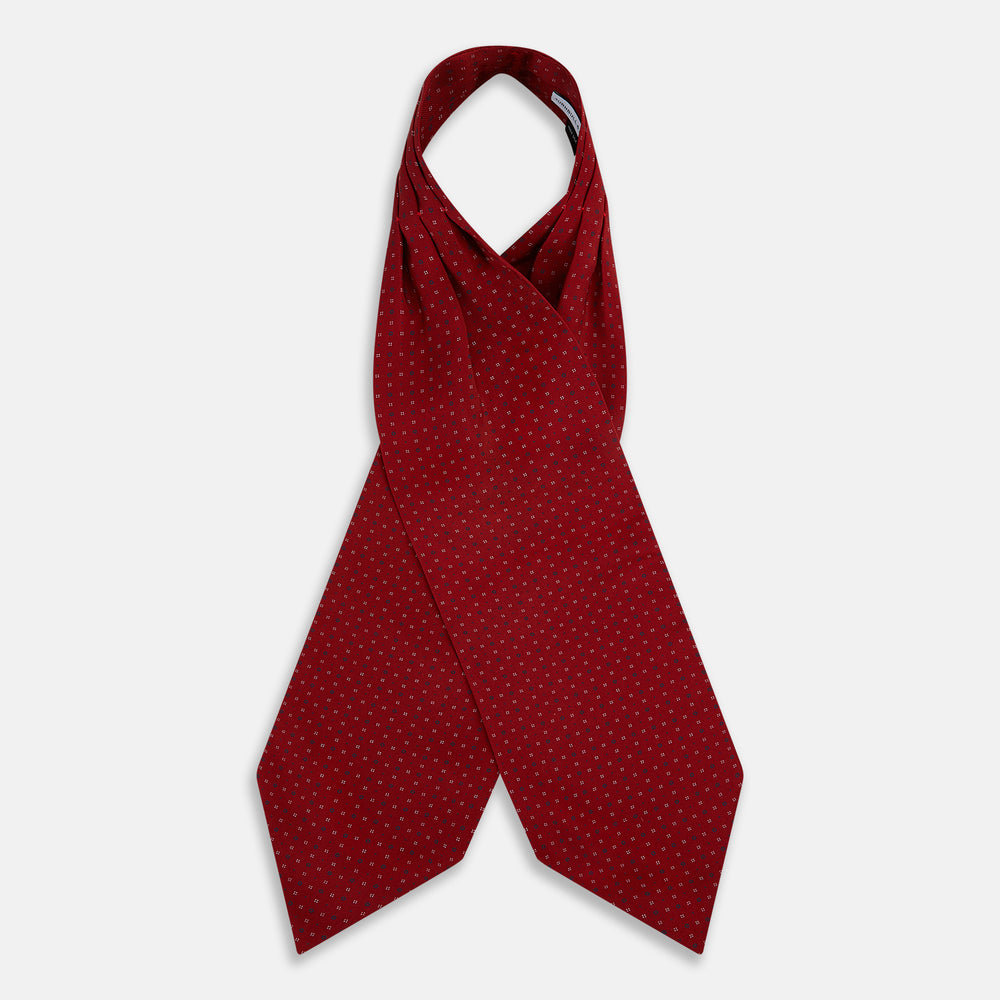 TIES ASCOTS CIRCLES DOTS PRNTED SILK RED OS