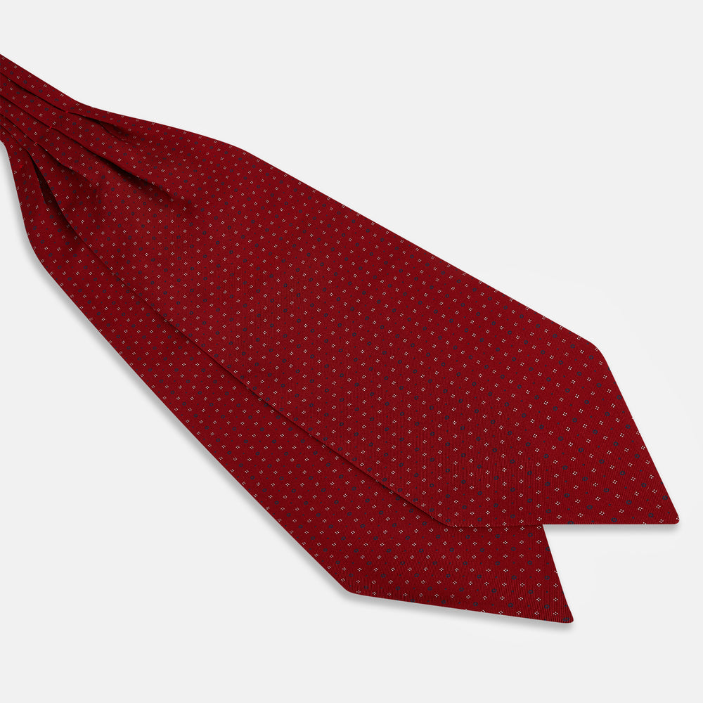 TIES ASCOTS CIRCLES DOTS PRNTED SILK RED OS