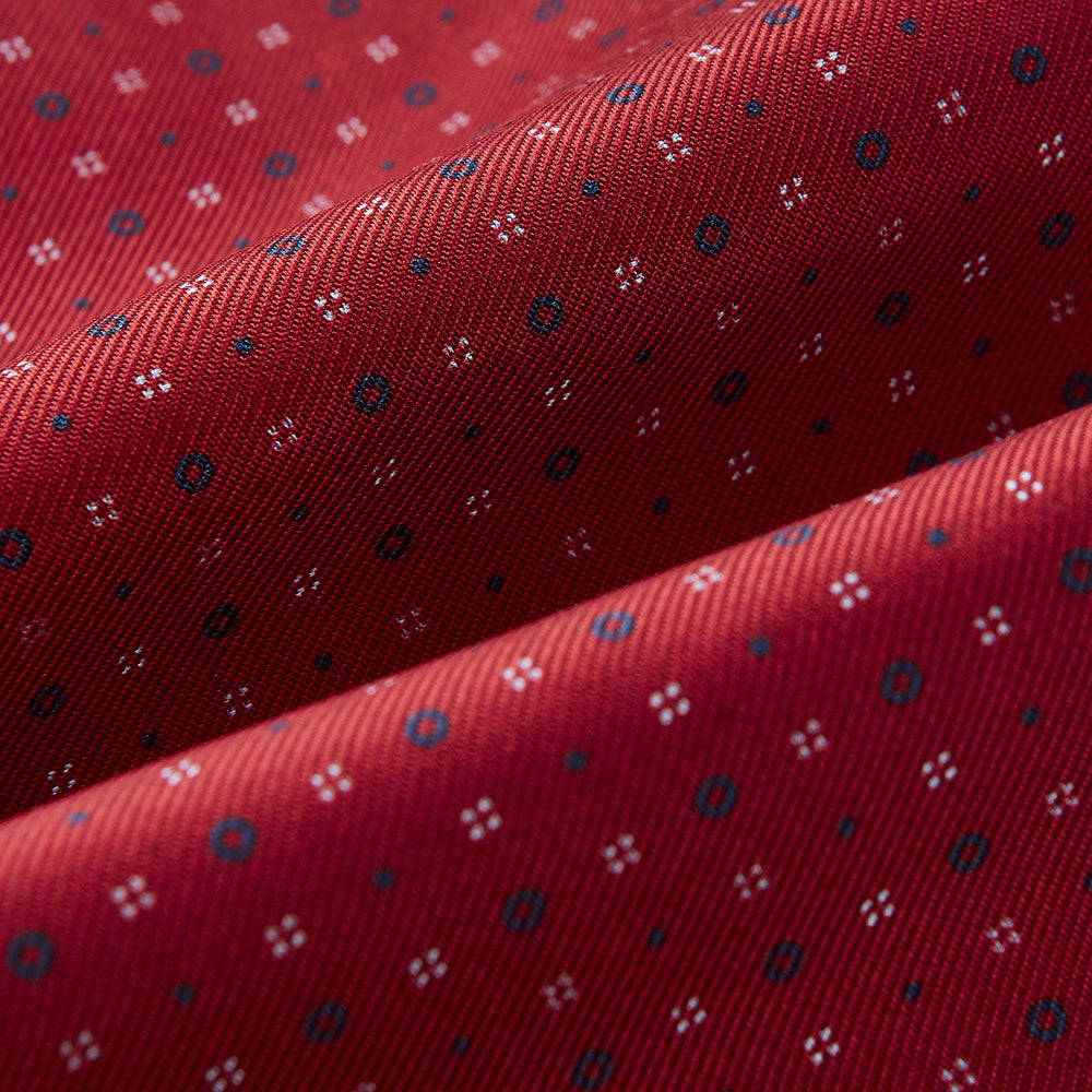 TIES ASCOTS CIRCLES DOTS PRNTED SILK RED OS