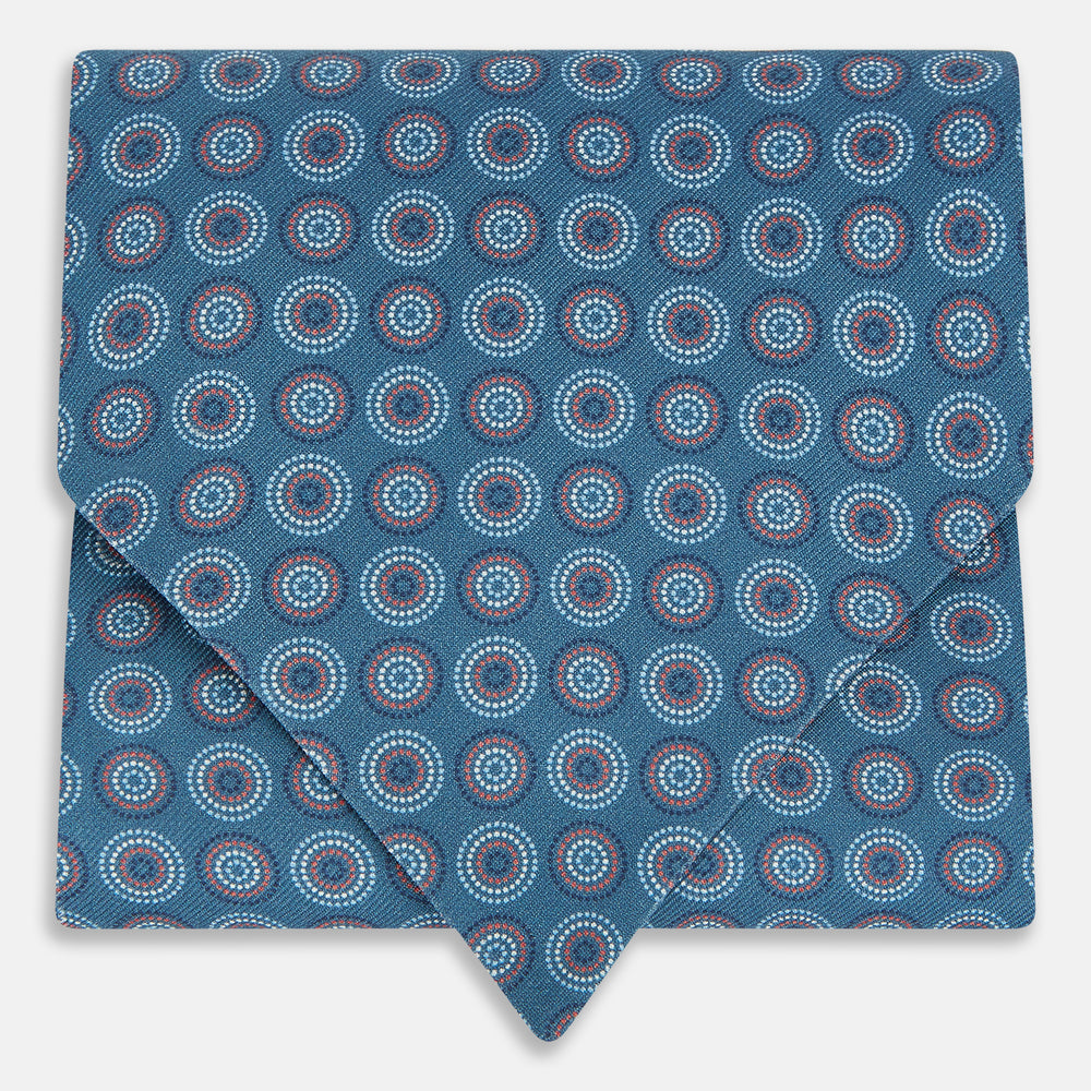 TIES ASCOTS MULTI CRCLE RINGS PRNTD SILK CHARCOAL OS