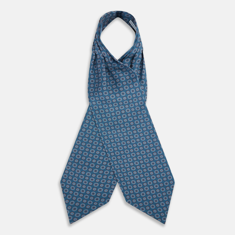 TIES ASCOTS MULTI CRCLE RINGS PRNTD SILK CHARCOAL OS