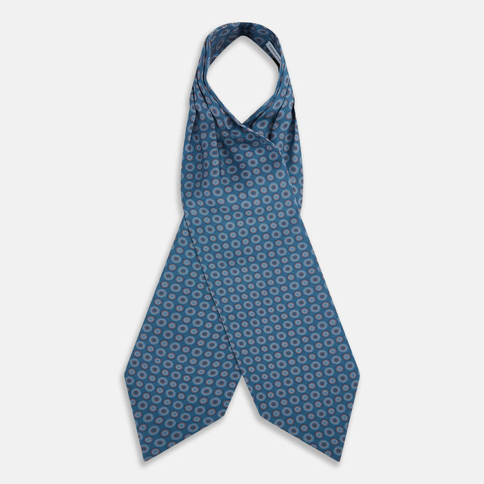 Blue Dotted Roundel Printed Silk Cravat Image 1
