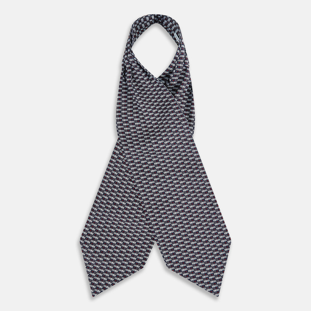 TIES ASCOTS GEO RECTANGLES PRINTED SILK ASH OS