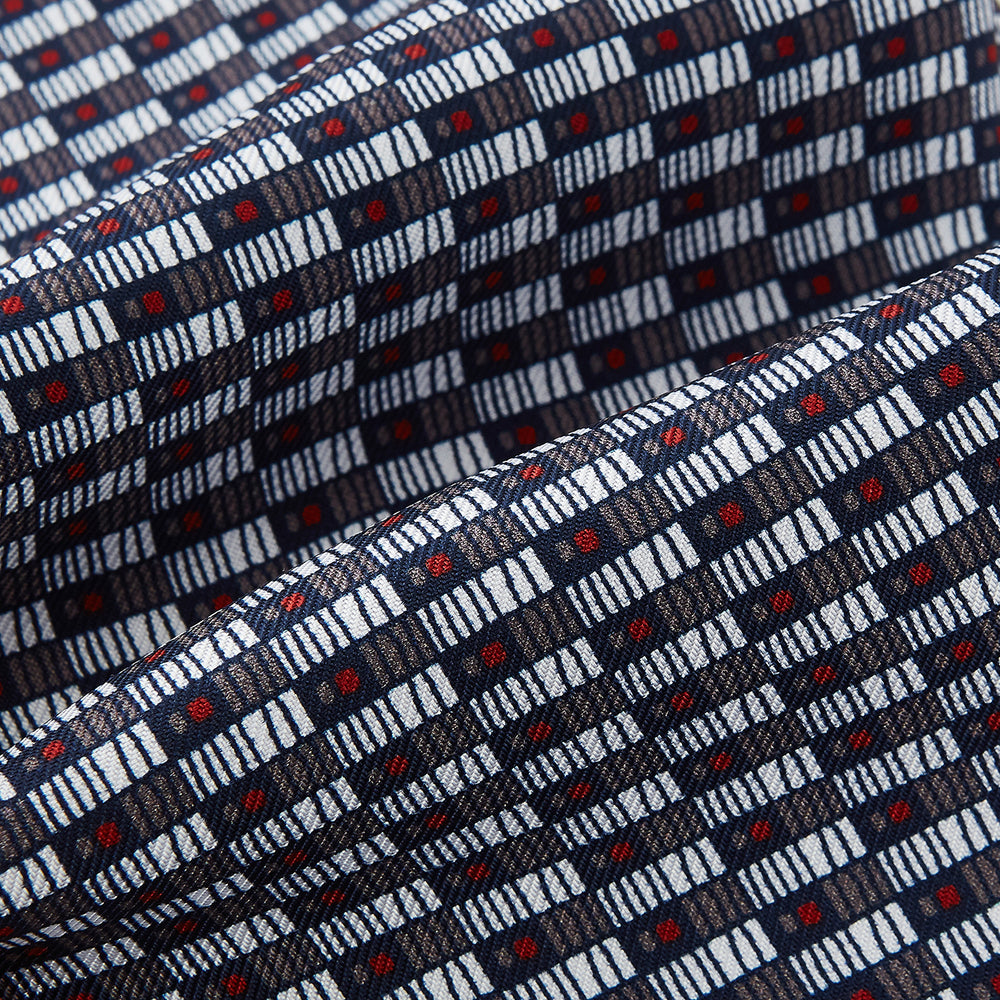 TIES ASCOTS GEO RECTANGLES PRINTED SILK ASH OS