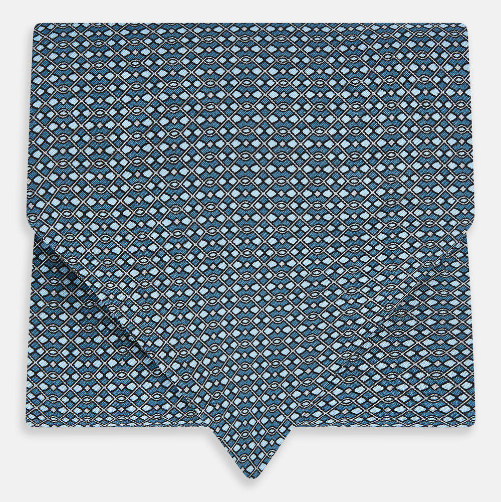 TIES ASCOTS MICRO SQUARED PRINTED SILK BLUE OS