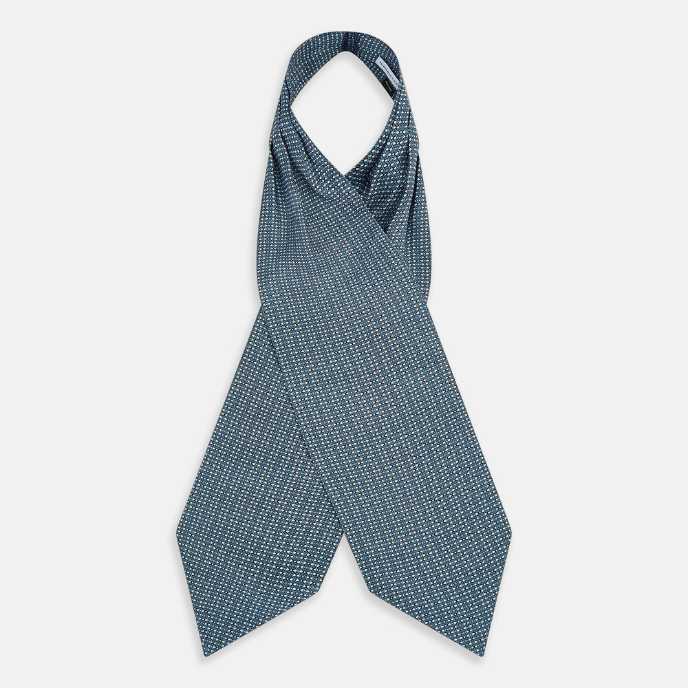 TIES ASCOTS MICRO SQUARED PRINTED SILK BLUE OS