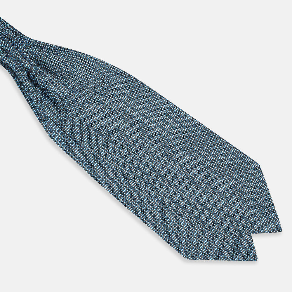 TIES ASCOTS MICRO SQUARED PRINTED SILK BLUE OS