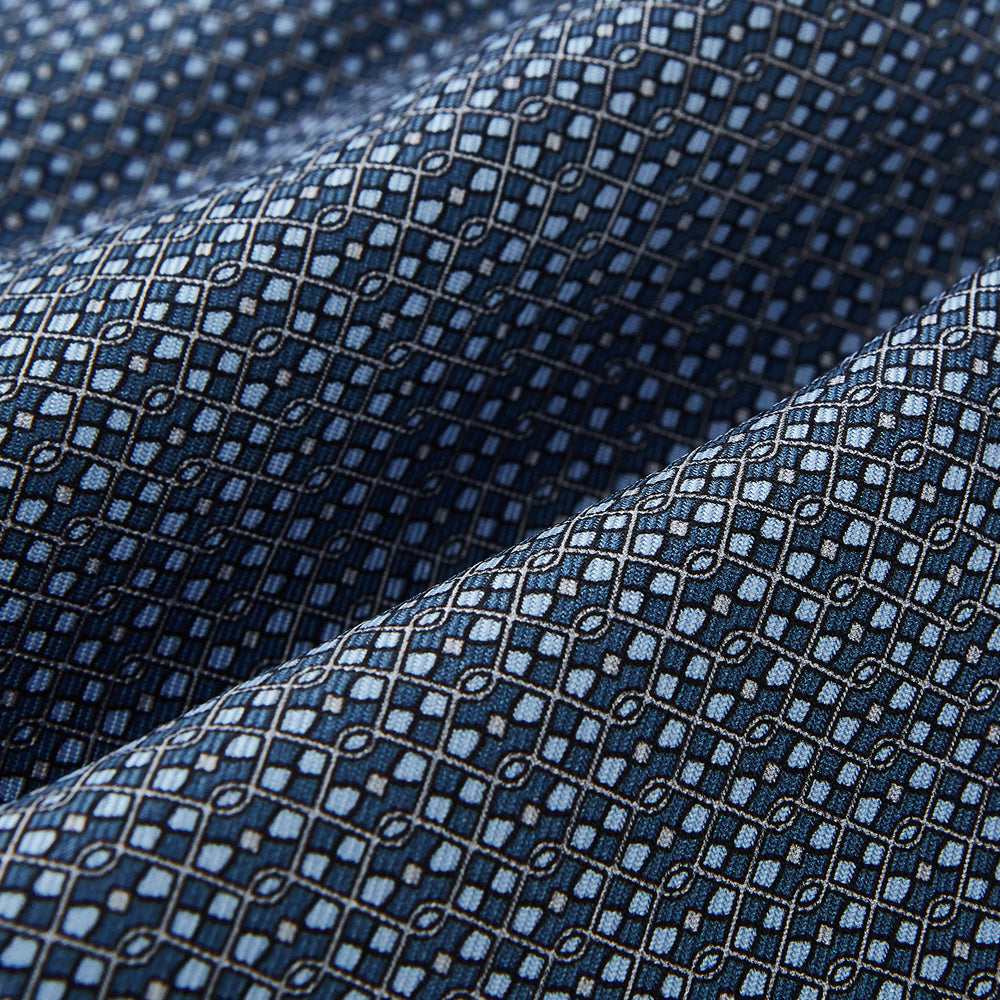 TIES ASCOTS MICRO SQUARED PRINTED SILK BLUE OS