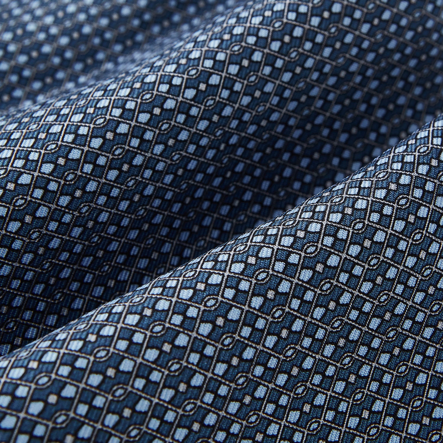 View 4 of product TIES ASCOTS MICRO SQUARED PRINTED SILK BLUE OS