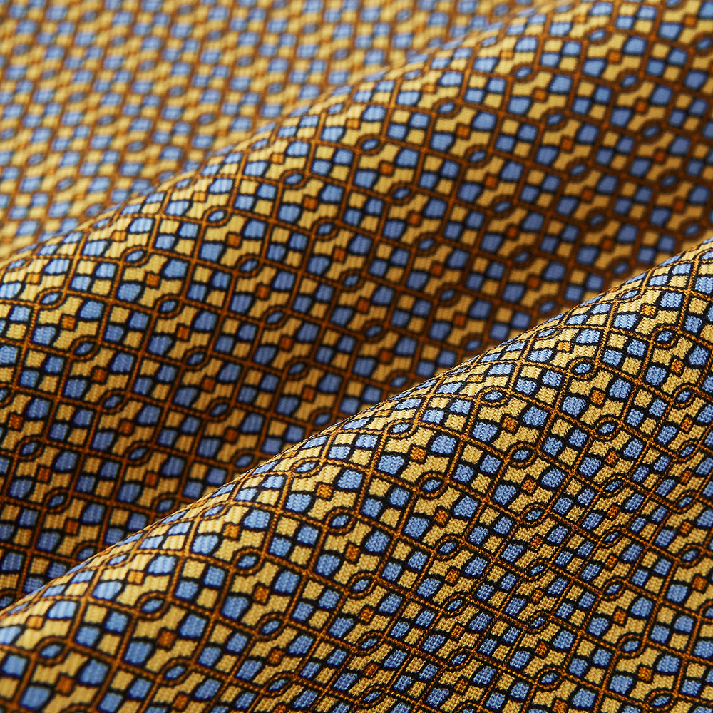 TIES ASCOTS MICRO SQUARED PRINTED SILK BANANA OS