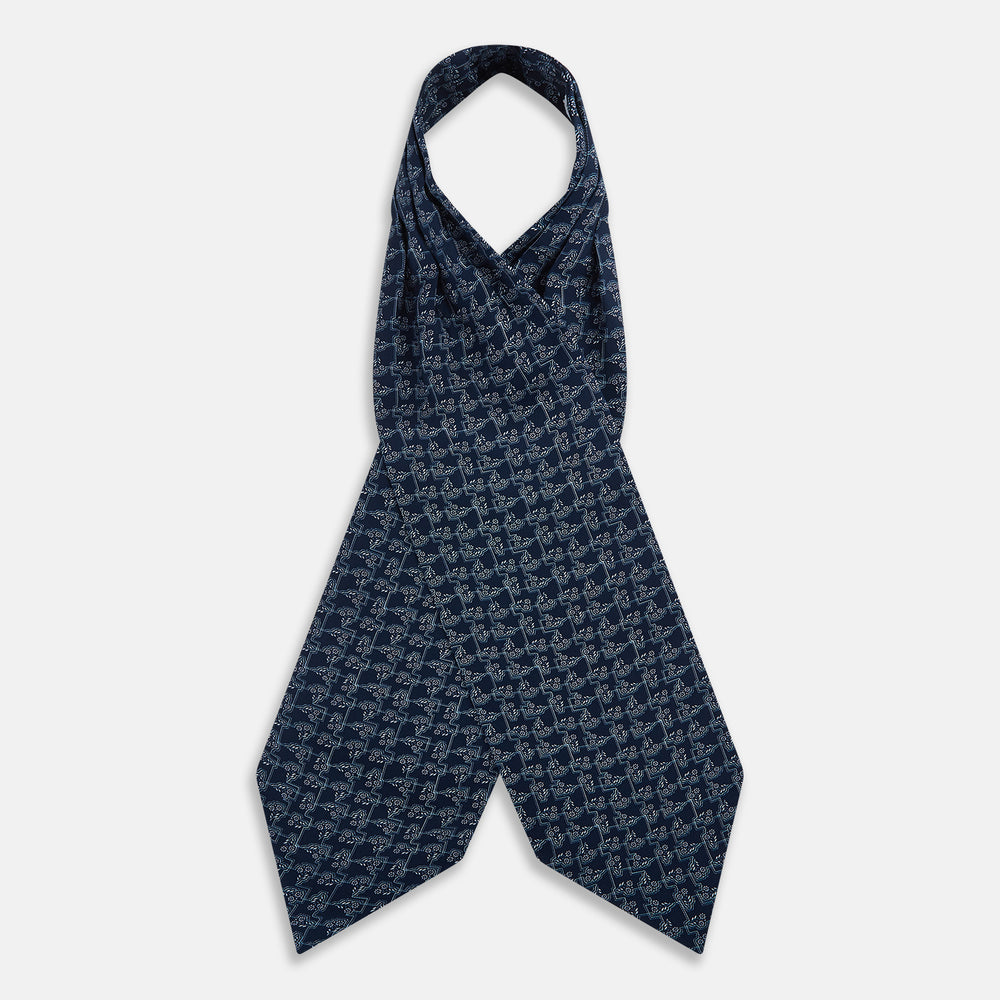 TIES ASCOTS FLORAL JIGSAW PRNTD SILK SUPER DRK NVY OS