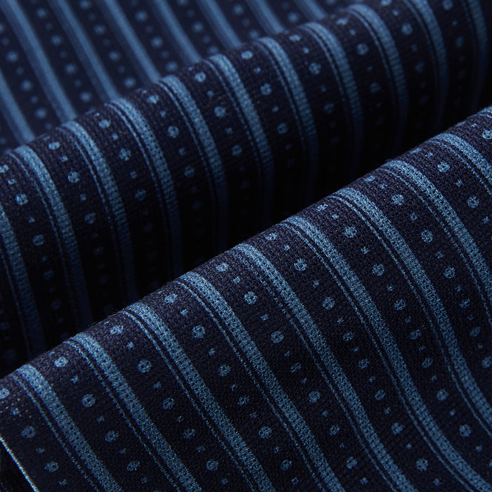 Blue Beaded Ticking Stripe Printed Silk Cravat Image 3
