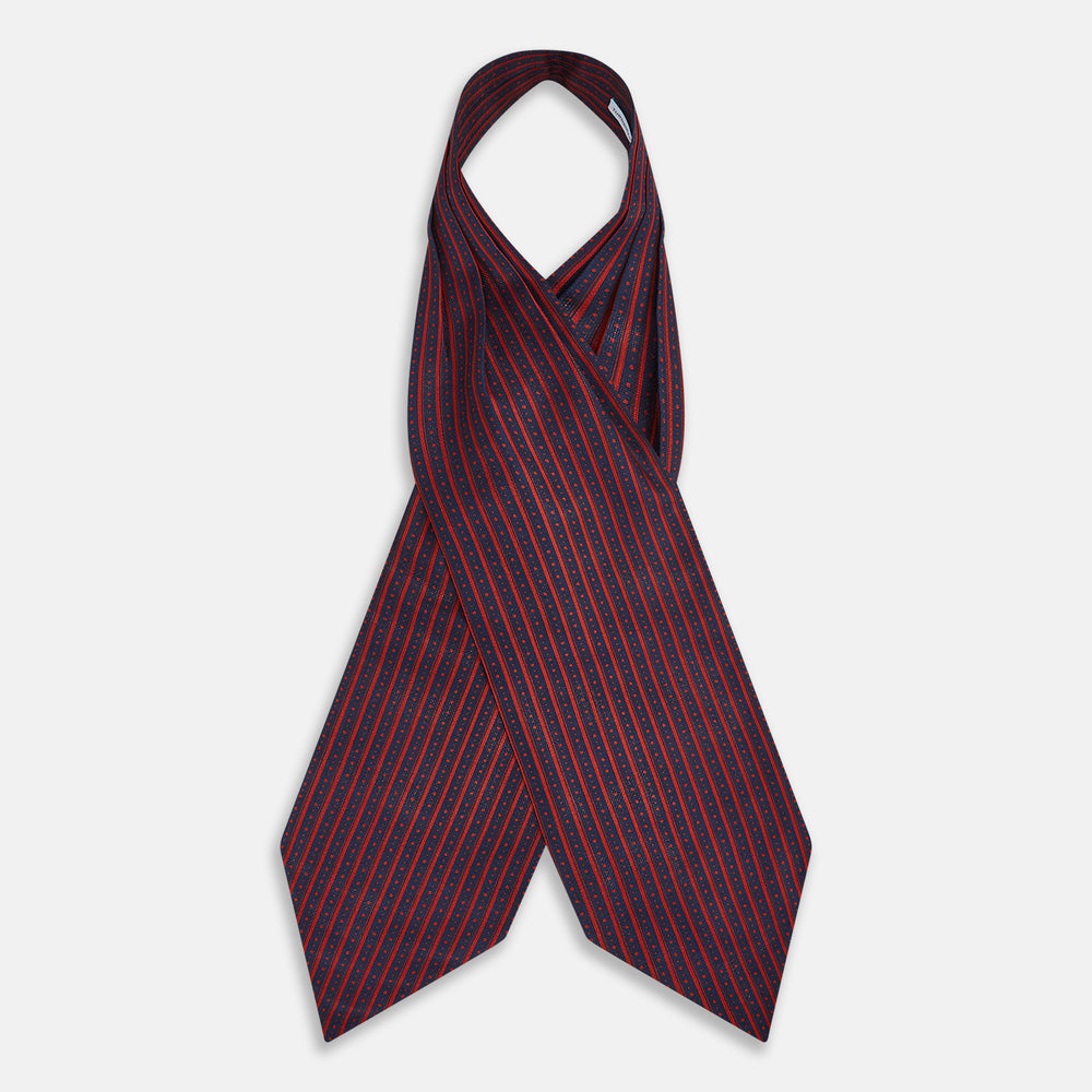 TIES ASCOTS STR AND DOT PRINTED SILK RED OS